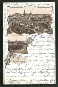 Luxemburger Brücke Jugendstil Litho Simonis Stempel 1897 - Bild 1 von 2