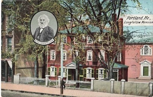 Portland ME Maine, Henry Wadsworth Longfellow Mansion, postal vintage - Imagen 1 de 2