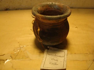 Clay Native American CANDLE HOLDER ABENAKI NO CANDLE LEFT WITH TAG - Picture 1 of 10