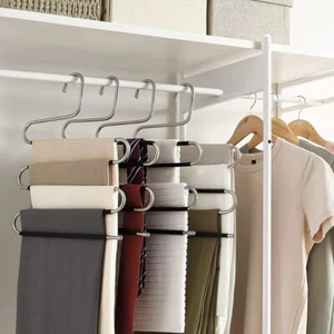 S Shape Clothes Hangers Multilayer Storage Top Cloth Rack Cloth Hanger 5 Layers - Picture 1 of 13