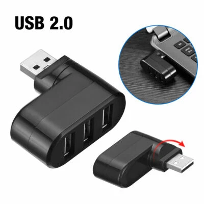 ALTA VELOCIDAD 3 PUERTOS USB 2.0 MULTI HUB DIVISOR Expansión PC Laptop Adaptador - LED💡 Foto 1 de 4