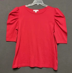 Lilac Bloom Red Puff Sleeve Top 2XL Ruched Shoulders Pullover 80's Style - Picture 1 of 5