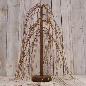 Primitive Country Farmhouse Cream 14" Pip Berry Willow Tree W/ Wood Base - Picture 1 of 1