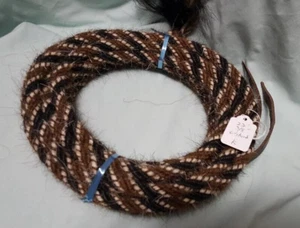 Mane Horse Hair Mecate 22 feet, 3/8" dia., Black, Brown, White/Brown - Pattern K - Picture 1 of 1