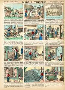 "CUIRS ET TANNERIE" Imagerie d'Epinal n° 3817 originale entoilée début 1900 - Picture 1 of 1