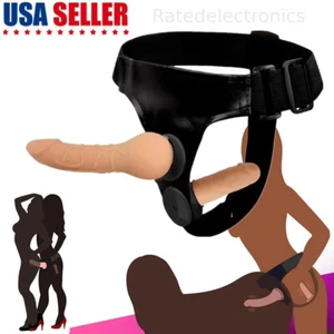 Harness Strap-On Realistic Double Dildo Anal G-Spot Penis Pants Sex Toy Women US - Picture 1 of 9