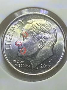 2018 P U.S. Roosevelt Dime🔥🔥🔥REV & OVR DIE CHIPS🔥🔥🔥 FREE SHIPPING - Picture 1 of 12