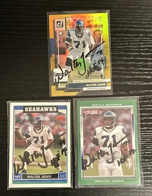 Walter Jones Autographed Card Lot of 3- HOF Seattle Seahawks - Image 1 of 4