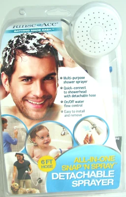All In One Snap N Spray Detachable Shower Sprayer 6' Hose Rinse Ace New Z - Image 1 of 4