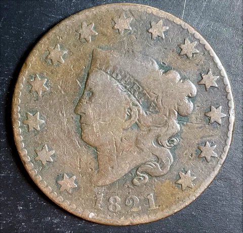 1821 Coronet Head Large Cent rare old colonial coin great collectible d475 Cover
