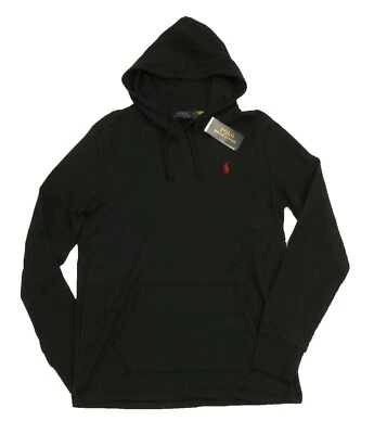 Polo Ralph Lauren Men's Black Solid Cotton Waffle Knit Thermal Pullover Hoodie - Image 1 of 3