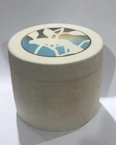 Australian studio pottery stoneware lidded pot with gum leaf design - Picture 1 of 3