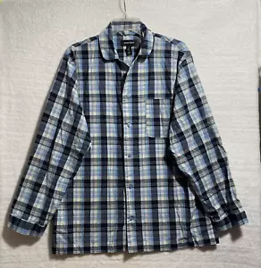 Nordstrom Button Sleep Shirt Mens Medium Blue Check Long Sleeve Collar - Bild 1 von 7