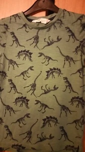 H&M boys dinosaurs green T-shirt age 6-8 - Picture 1 of 6