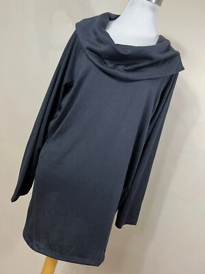 D&Co Denim & Co 1X Suéter Negro Capucha Cuello Túnica Larga Ligero Clásico J6 Foto 1 de 4