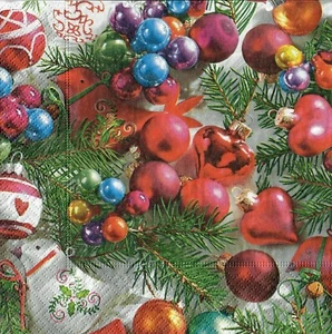 4 einzelne Papierservietten Decoupage Basteln Tisch/Weihnachtsdeko Kugeln 45 - Bild 1 von 2