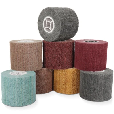 120x100mm Abrasive Wire Drawing Wheel Brush Drum Burnishing Polishing 60-600Grit - Image 1 of 4