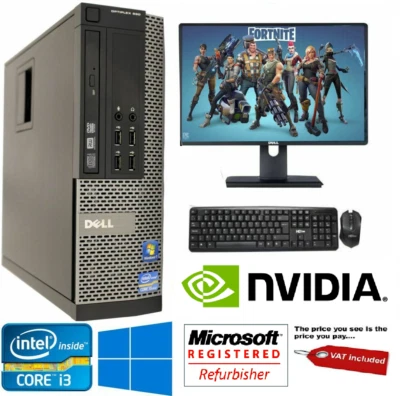 FAST GAMING DELL BUNDLE TOWER PC FULL SET COMPUTER SYSTEM INTEL i3 8GB RAM GT710 - Image 1 of 4