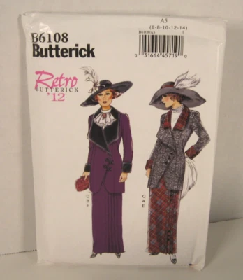 Butterick 6108 Retro '12 Titanic / Edwardian Costume Pattern Misses' 6-14 Uncut - Image 1 of 3