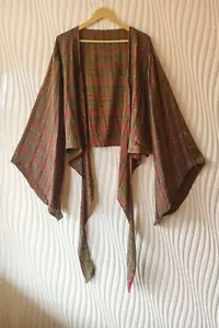 Crepe Brown Wrap Top Tie Blouse Boho Crop Top Dress Girl Women Clothing PSW1570 - Picture 1 of 8