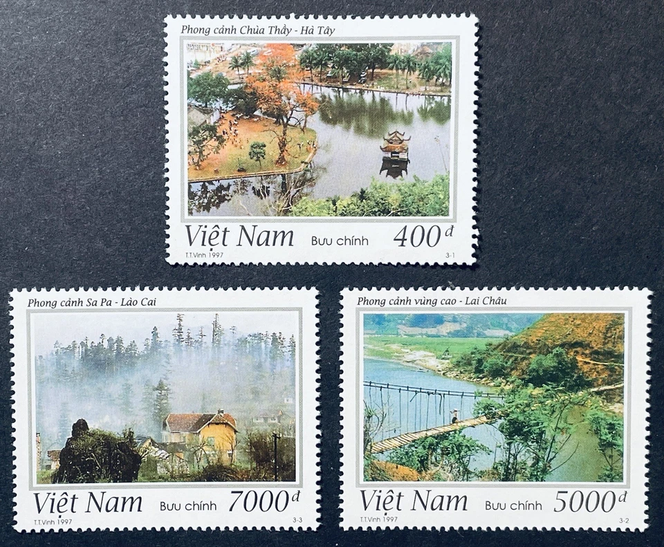 VIETNAM LANDSCAPE SCENES STAMPS SET OF 3 MNH 1997 SCENERY VIEWS FOOTBRIDGE - Image 1 of 1