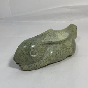 VINTAGE Shona Carved Stone RABBIT Figurine Bunny ZIMBABWE Green Polished Hare 6" - Picture 1 of 10
