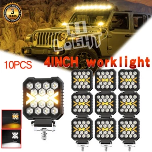 10X 4Inch Square LED Work Light Spot Flood Combo Driving Fog Amber Lamp Offroad - Foto 1 di 11