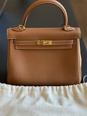 HERMES Kelly Retourne Talla 25 Togo Cuero Dorado Foto 1 de 4