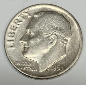 # C1408   ROOSEVELT DIME COIN,   1955-D - Picture 1 of 2