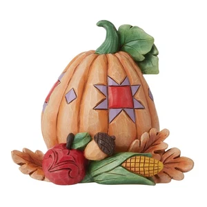 Jim Shore Heartwood Creek Harvest Pumpkin with Bounty Miniature Figurine, 4 I... - Picture 1 of 3
