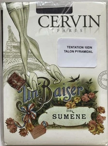 Cervin Paris Tenation Seamed Nylon Stockings 10 Dn, French Heel, Size T2, Black - Picture 1 of 6