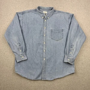 Vintage J Crew Shirt Mens XL Blue Denim Oarsman Long Sleeve Heavy Cotton USA - Picture 1 of 10