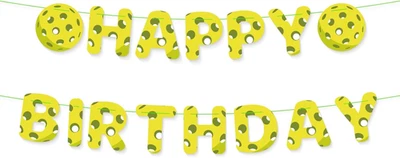 Banner de Feliz Cumpleaños Pickleball, Pre-Encordado Deportes Tema Fiesta Decoraciones Reus Foto 1 de 4