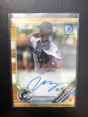Edward Cabrera 2019 Bowman Chrome 1st Gold Refractor Auto /50 #CPA-EC Rookie - Image 1 of 2