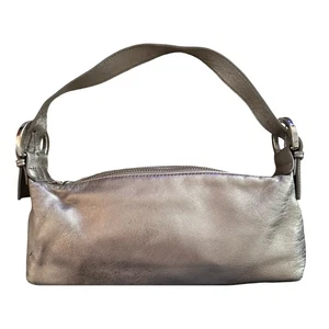 EXPRESS Silver Leather Small Purse Handbag 10”x 4”x 2” - Picture 1 of 10