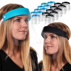 100 Black & 100 Blue Face Shields Clear Protective Full Face Shields, Anti-Fog - Picture 1 of 5
