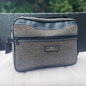 Mensajero de Viaje JORDACHE Marrón Azul Marino Tweed Bolso de Hombro Equipaje De Colección - Imagen 1 de 14