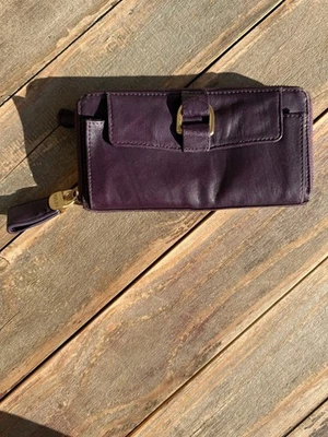 CARTEIRA CLUTCH PERLINA Deep Purple VINTAGE 2 COMPARTIMENTOS ZÍPER EM TORNO - Imagem 1 de 4