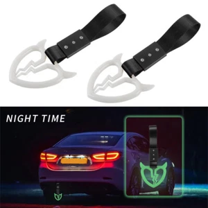 JDM Devil Broken Heart Glow In Dark Ring Subway Car Handle Strap -Black Nylon X2 - Picture 1 of 7