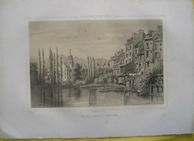 GRAVURE ANCIENNE XIX ème - HONFLEUR VUES DES FOSSES PAR F.THORIGNY LITHOGRAPHIE - Photo 1/2