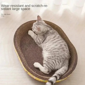 Cat Scratching Board Protect Furniture Grinding Claw Toys Oval Corrugated Paper - Picture 1 of 9