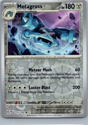 Metagross SV05: Temporal Forces 115/162 Near Mint NM Reverse Holo - Image 1 of 2