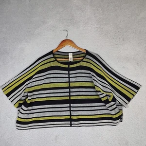Marla Wynne Top Women's Medium Black Yellow Striped Side Slits Cropped Blouse - Picture 1 of 9