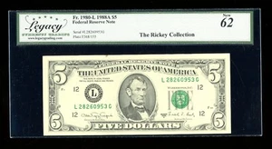 DBR 1988-A $5 San Francisco Fr. 1980-L Legacy 62 Serial L28260953G - Picture 1 of 2