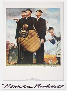 Norman Rockwell Signed Lithograph of His Famous Baseball Painting "Tough Call" - Picture 1 of 4