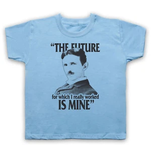 NIKOLA TESLA PHYSICS THE FUTURE IS MINE UNOFFICIAL KIDS CHILDS T-SHIRT - Picture 1 of 11