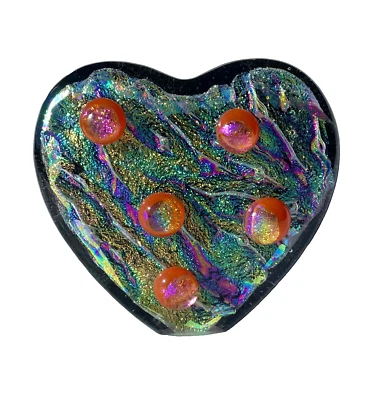Pisapapeles escultura corazón San Valentín de pie vidrio fundido dicroico mosaico loco Foto 1 de 4