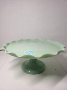 NEU Martha Stewart grün Jadeit 11" Standfuß Kuchenplatte/Ständer geraffter Rand - Bild 1 von 6