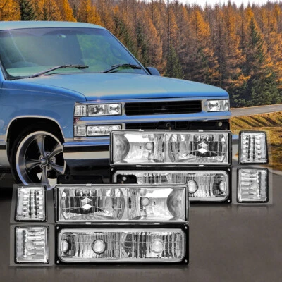 For 1994-1998 Chevy Silverado C/K C10 1500 2500 3500 Headlights w/Bumper Lamps - Image 1 of 4