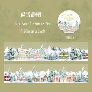 Winter Themed PET Tape Forest Village Stickers Journal Album Scrapbooking Crafts - Picture 1 of 16